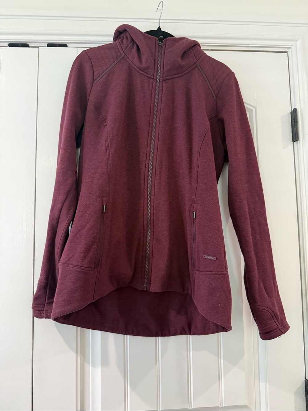 Athleta Maroon Hooded Zip Jacket